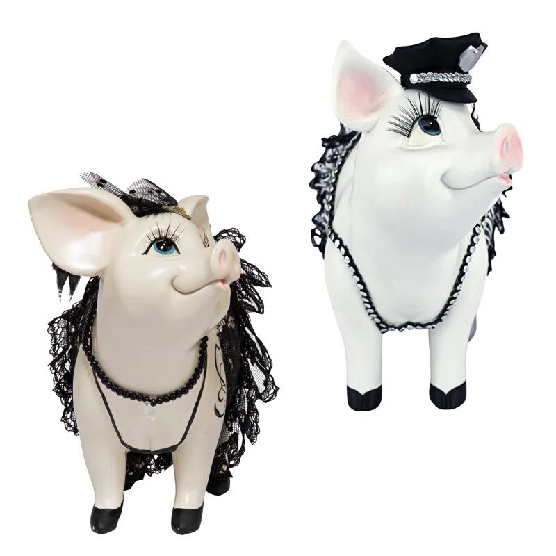 Design Toscano Lace and Lard, Pig Statues