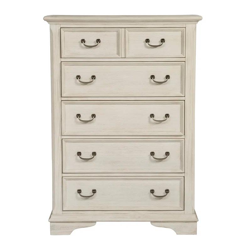 Canora Grey Dina Antique White 5 Drawer Chest w/ Stained Interior