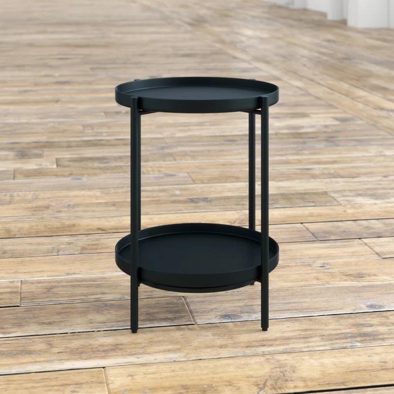 Simpli Home Monet 17"W Round Metal End Table with Flippable Tray Top