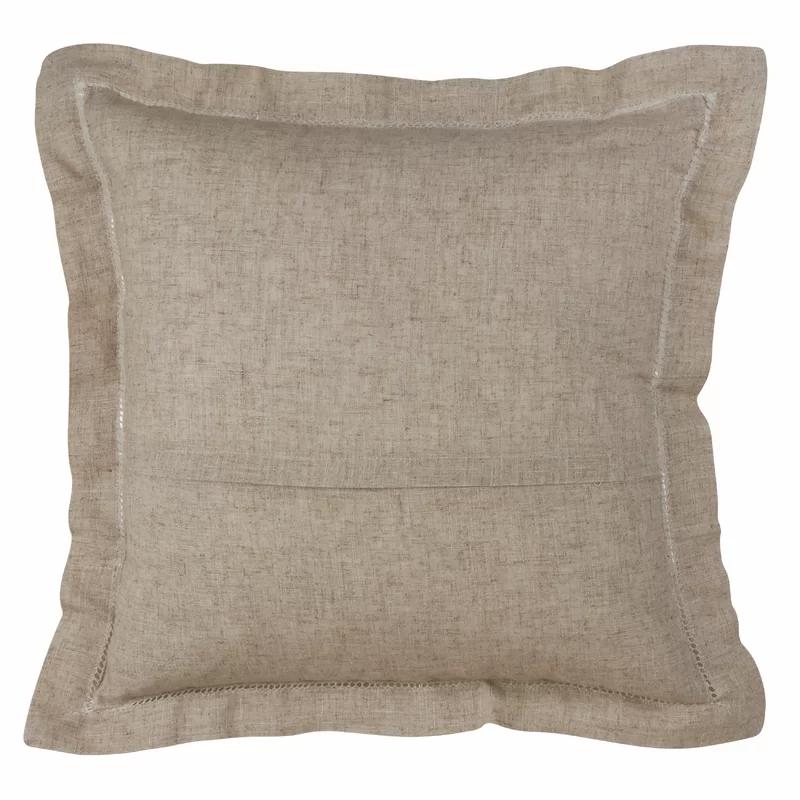 Natural Linen Blend Square Washable Throw Pillow 22"