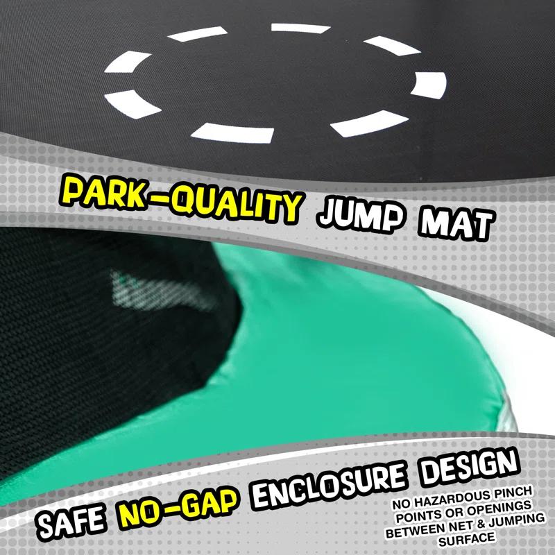 TruJump Sportspower TruJump 14' Round Trampoline with Safety Enclosure & with Lifetime Warranty on Jump Mat
