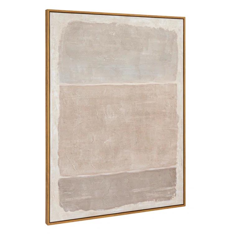 Taupe and Grey Abstract Canvas Painting with Firwood Frame