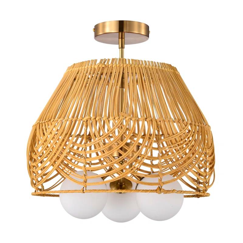 Warehouse of Tiffany Rattan Semi Flush Mount