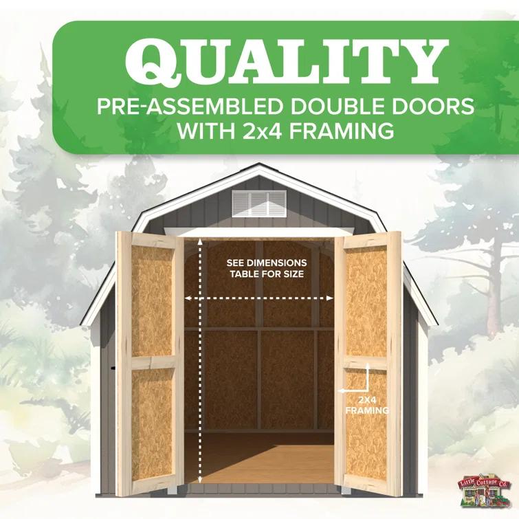 Little Cottage Co. Classic Gambrel Outdoor Wood Storage Barn with 4 ft. Sidewalls