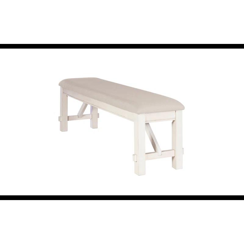 Gigi 60" Solid Wood and Upholstered Farmhouse Dining Bench