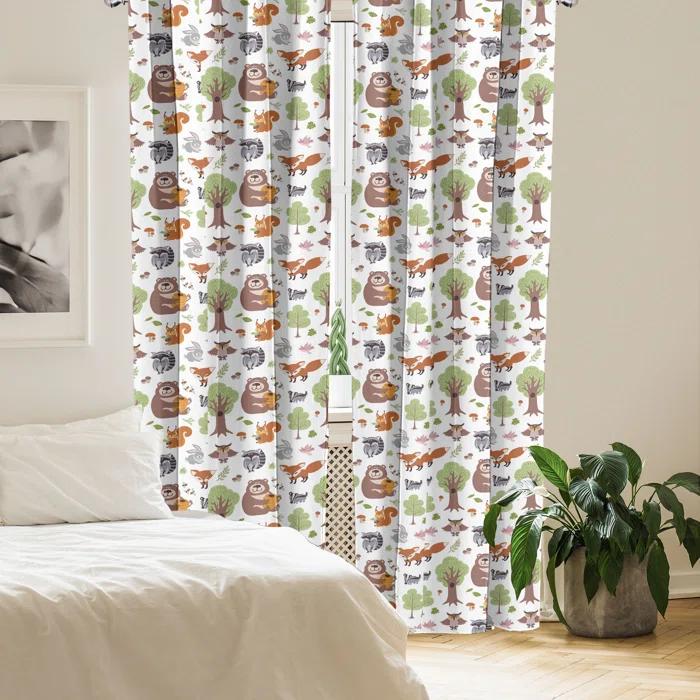 Ambesonne Microfiber Semi Sheer Curtain