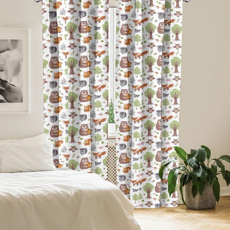 Ambesonne Microfiber Semi Sheer Curtain