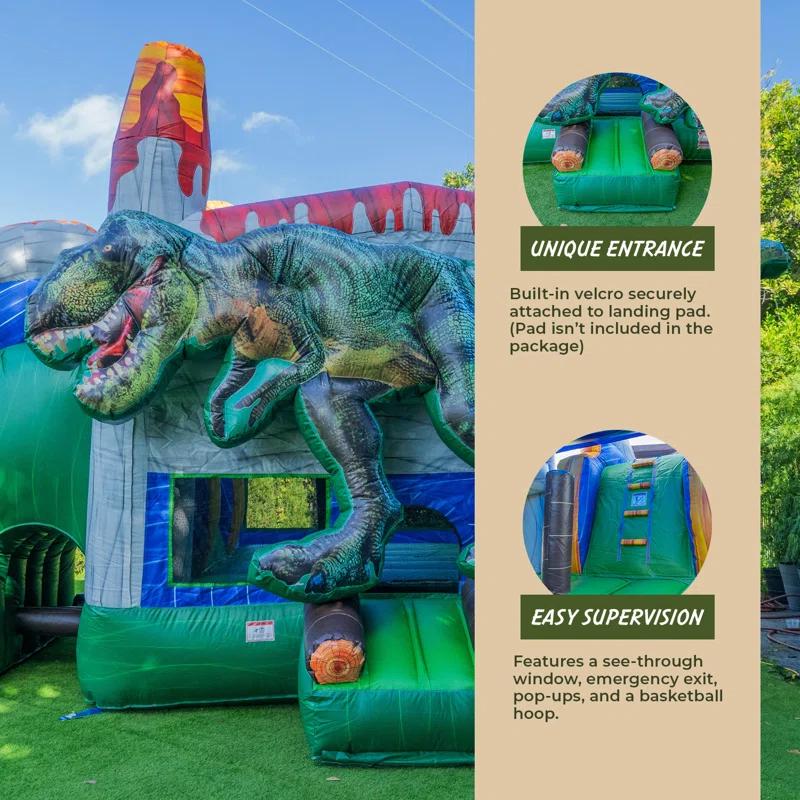 XJUMP Dinosaur Commercial Grade Bounce House Water Slide (with Pool and Blower)