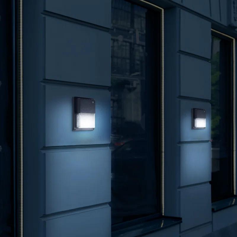 Simply Conserve 100-Watt Equivalent Integrated LED Black Mini Wall Pack Light, 4000K