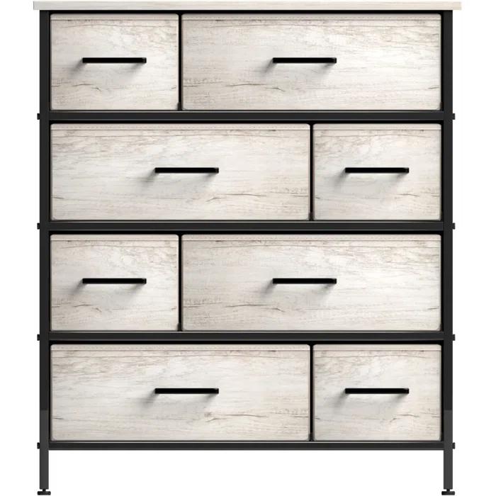 Sorbus Sorbus 8 Drawers Dresser with Steel Frame and Wood Top in Rustic