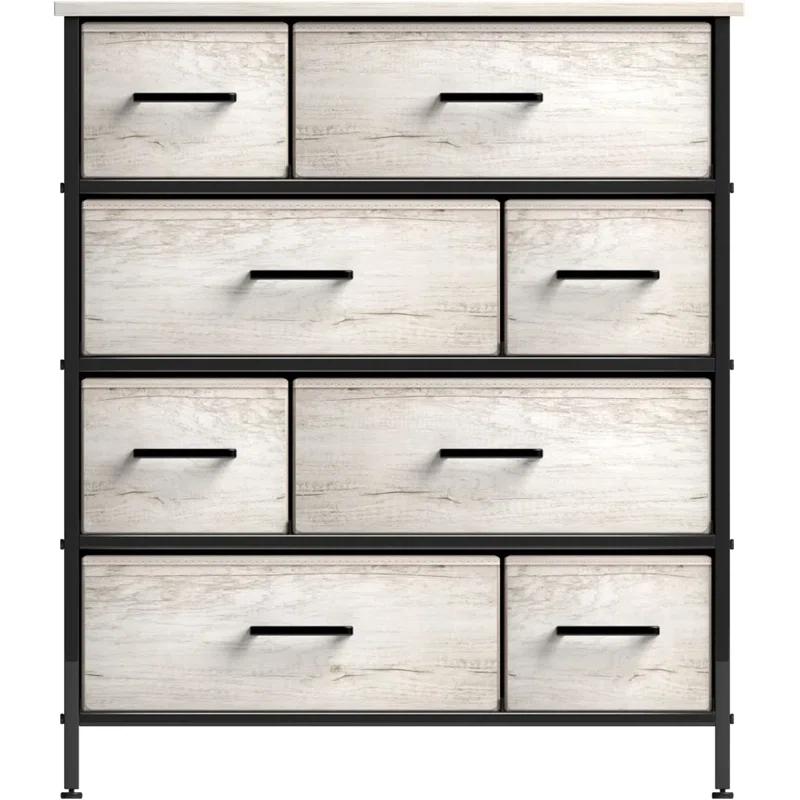 Sorbus Sorbus 8 Drawers Dresser with Steel Frame and Wood Top in Rustic