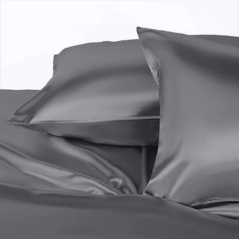 Seduction Martex Elegance Satin Silk Sheet Set Hotel Quality - Super Soft & Breathable Good For Hair & Skin