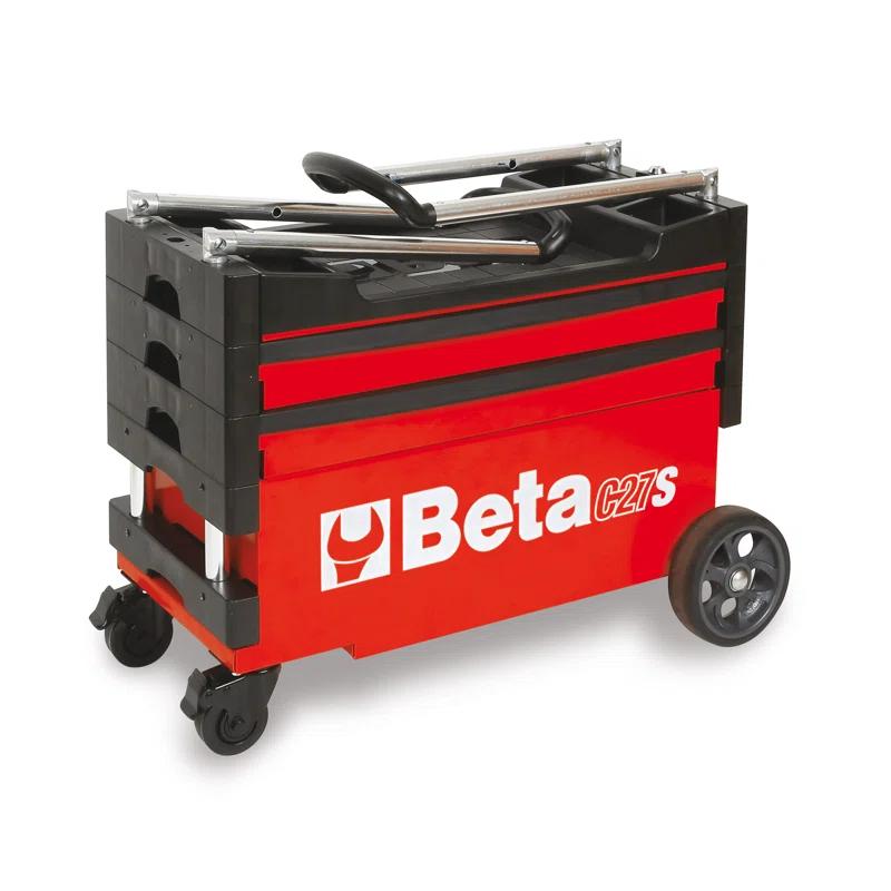 Beta Beta C27S Collapsible Tool Cart, 4” Steering Casters with Brake, 110 Pound Load Capacity
