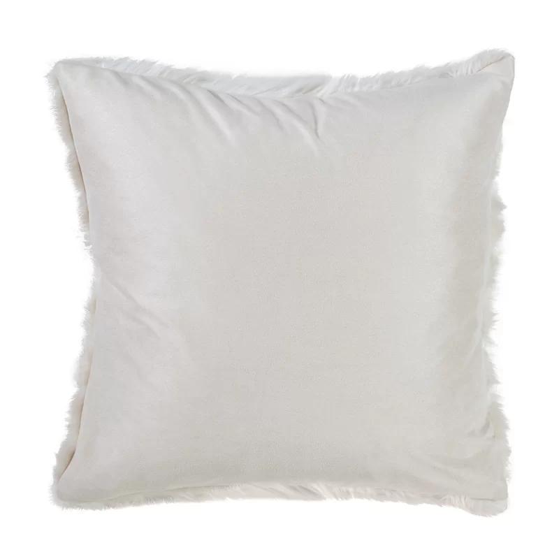 Ivory Faux Fur Square Nursery Accent Pillow