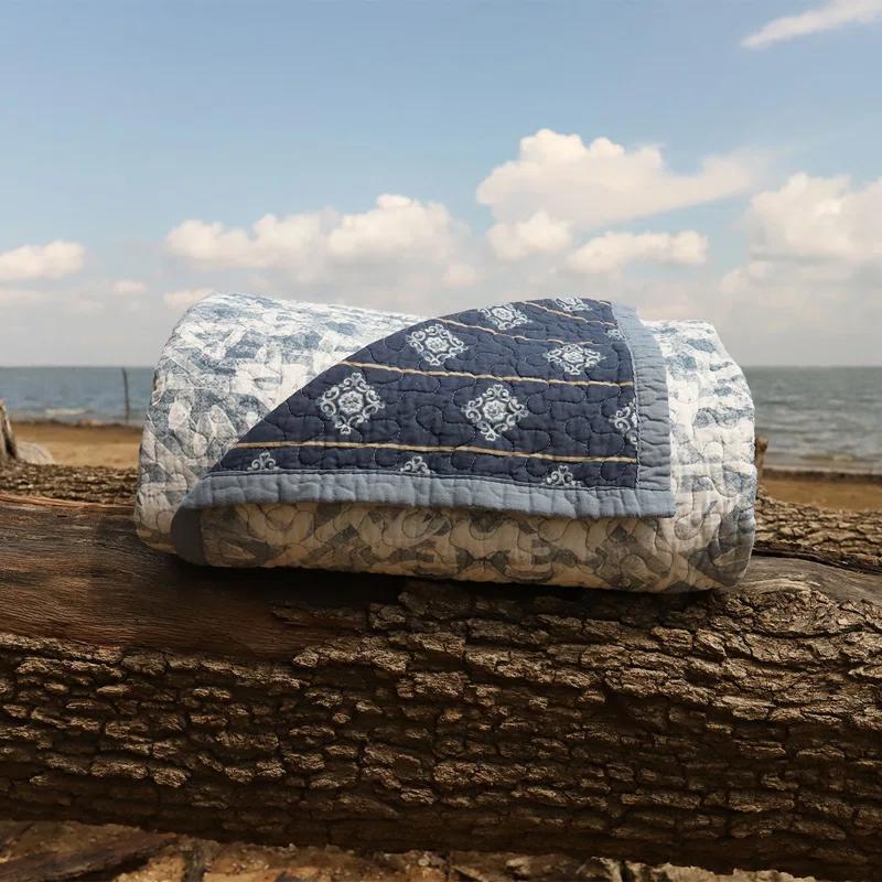 HiEnd Accents Skyler Coastal Cotton Abstract Quilt Set