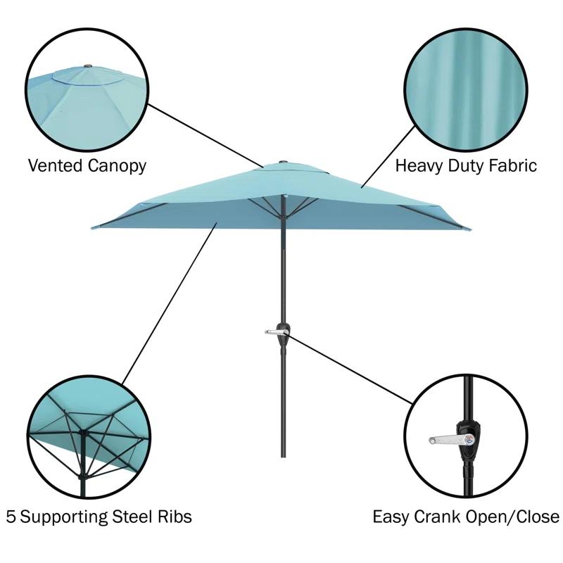 Pure Garden Summertime Umbrellas 3 Half Umbrella Outdoor Patio Shade - 9' Patio Umbrella with Easy Crank - Small Canopy for Balcony, Table, or Deck by Pure Garden