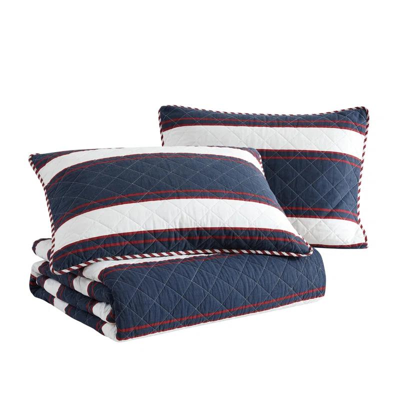 Nautica Nautica Wesley Blue Cotton Reversible Quilt Set