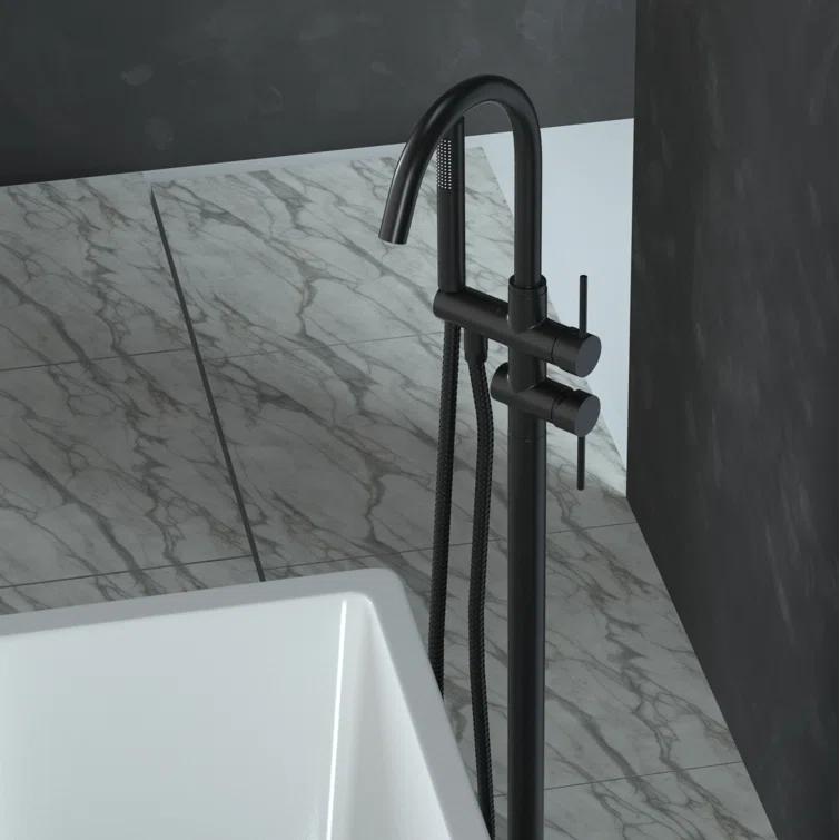 PENGFANG WORLDWIDE LLC Double Handle Floor Mounted Tub Filler With Handshower P017MBTF