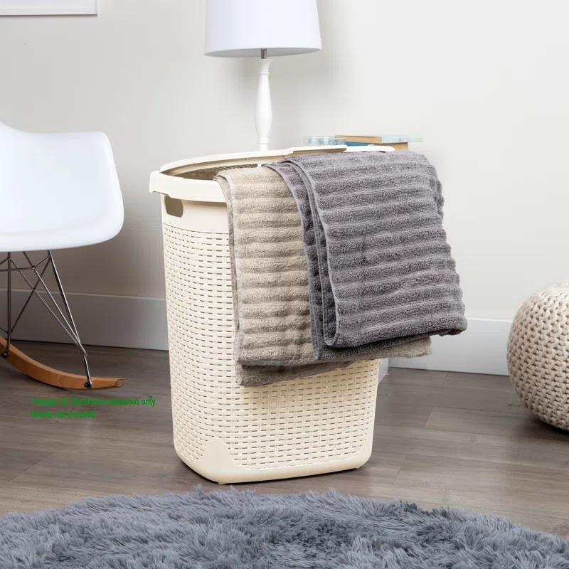 Mind Reader Mind Reader 50L Slim Laundry Hamper, Clothes Basket, Lid, Wicker Design, Plastic