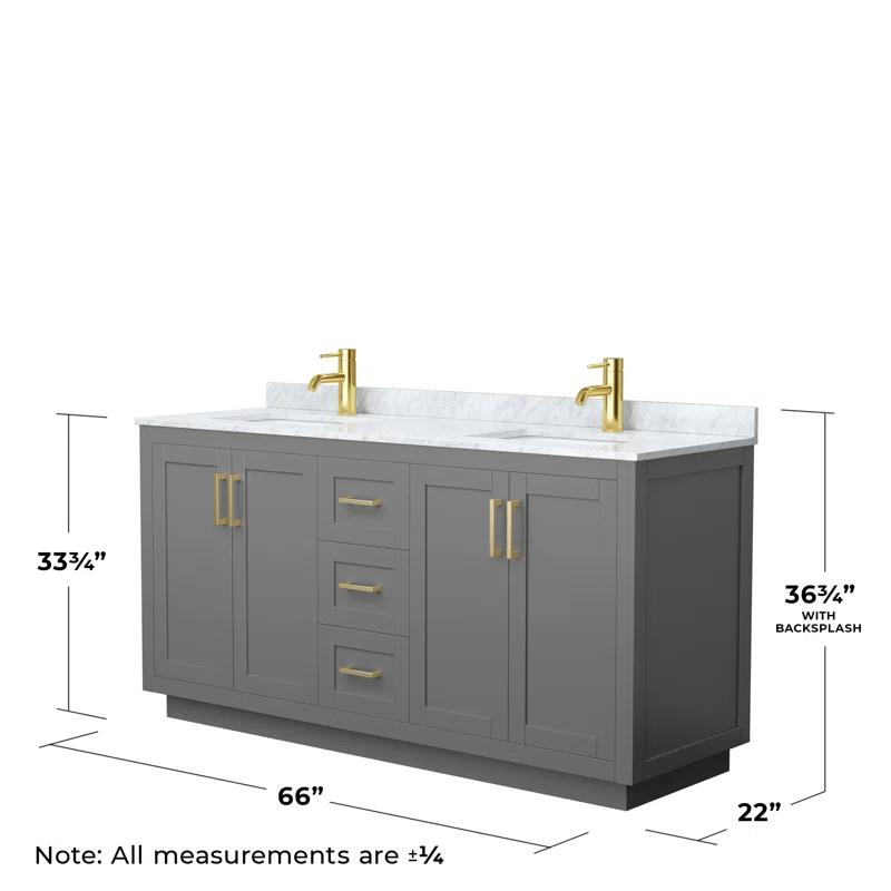 Wyndham Collection Miranda 66" Freestanding Double Bathroom Vanity with Marble Top