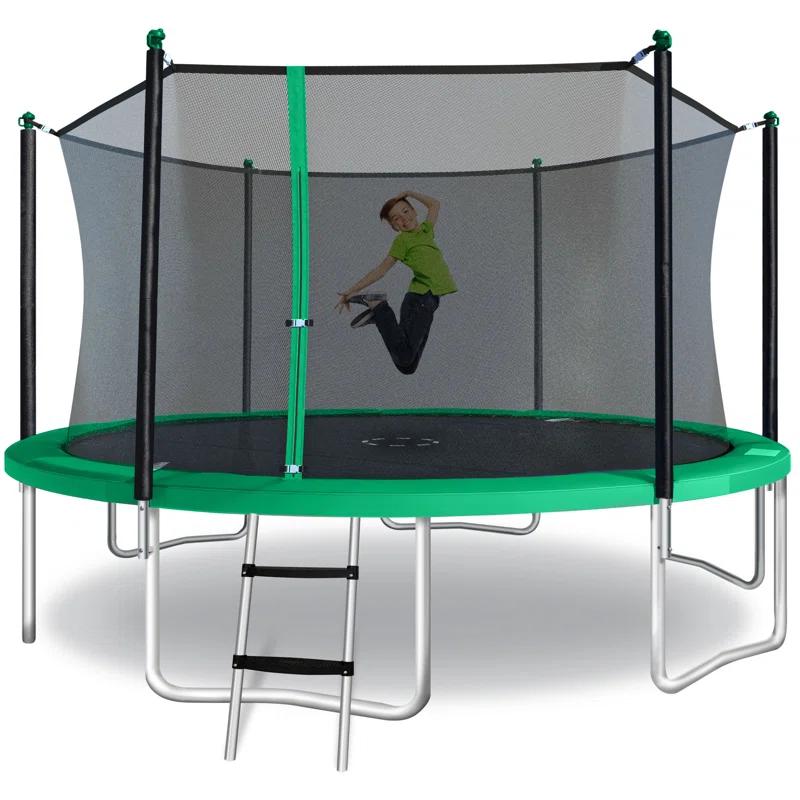 TruJump Sportspower TruJump 14' Round Trampoline with Safety Enclosure & with Lifetime Warranty on Jump Mat