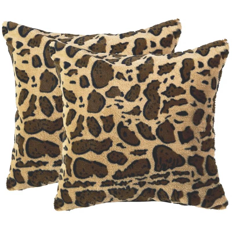 Animal Print Faux Fur Throw Pillow (Set of 2)