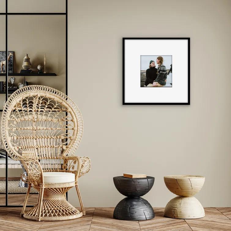 Americanflat Americanflat 24x24 Picture Frame - Use as 12x12 Frame with Mat or 24x24 Frame Without Mat - Thin Photo Frame with Plexiglass - Black