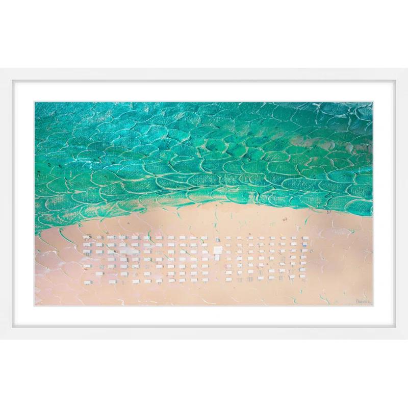 Parvez Taj 'White Umbrella Beach' by Parvez Taj Framed Print