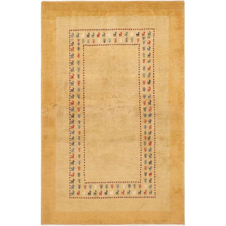 Pasargad Tribal One-of-a-Kind 3'6" X 5'5" New Age Wool Area Rug in Beige