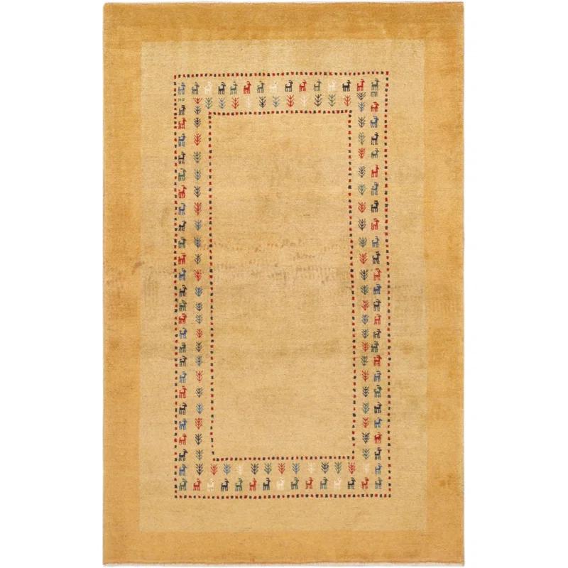 Pasargad Tribal One-of-a-Kind 3'6" X 5'5" Wool Area Rug in Beige
