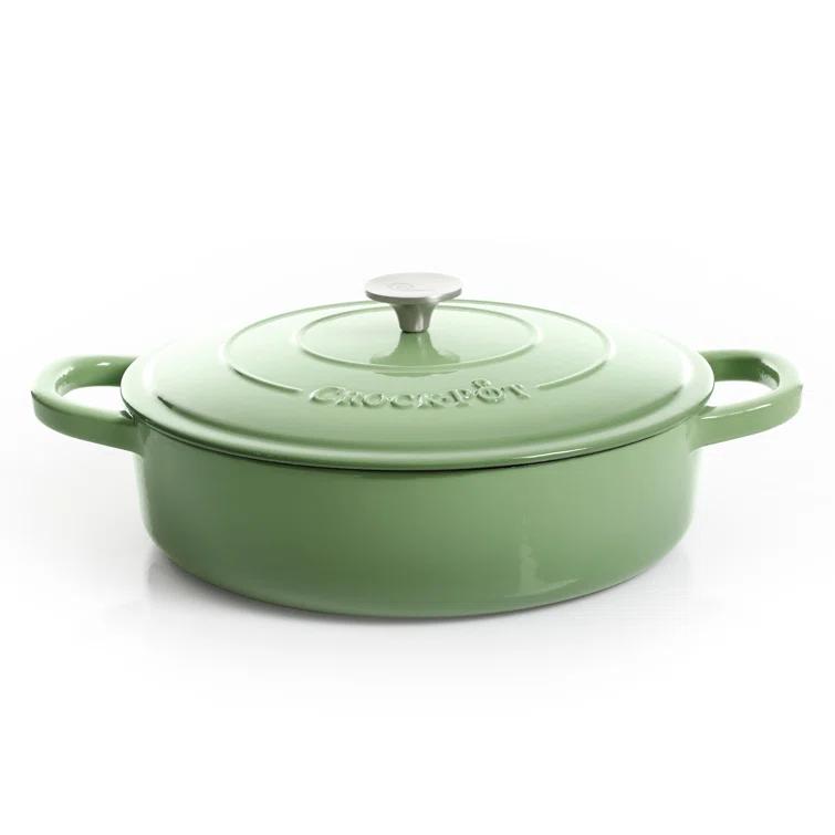Crock-pot Crock Pot Artisan 5 Quart Round Enameled Cast Iron Braiser Pan With Self Basting Lid In Pistachio Green | Wayfair