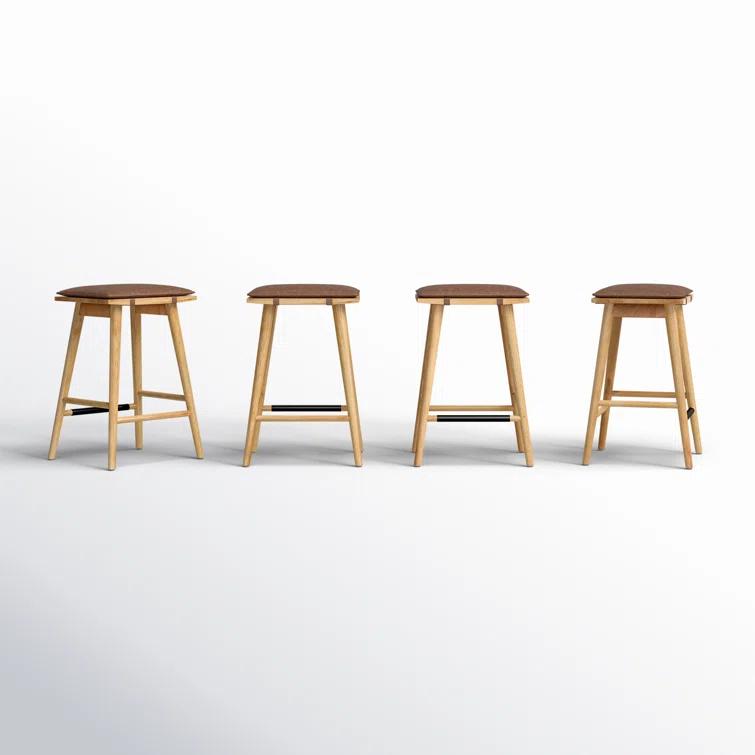 Nathan James Upholstered Counter Stool with Solid Wood Frame (Set of 4)