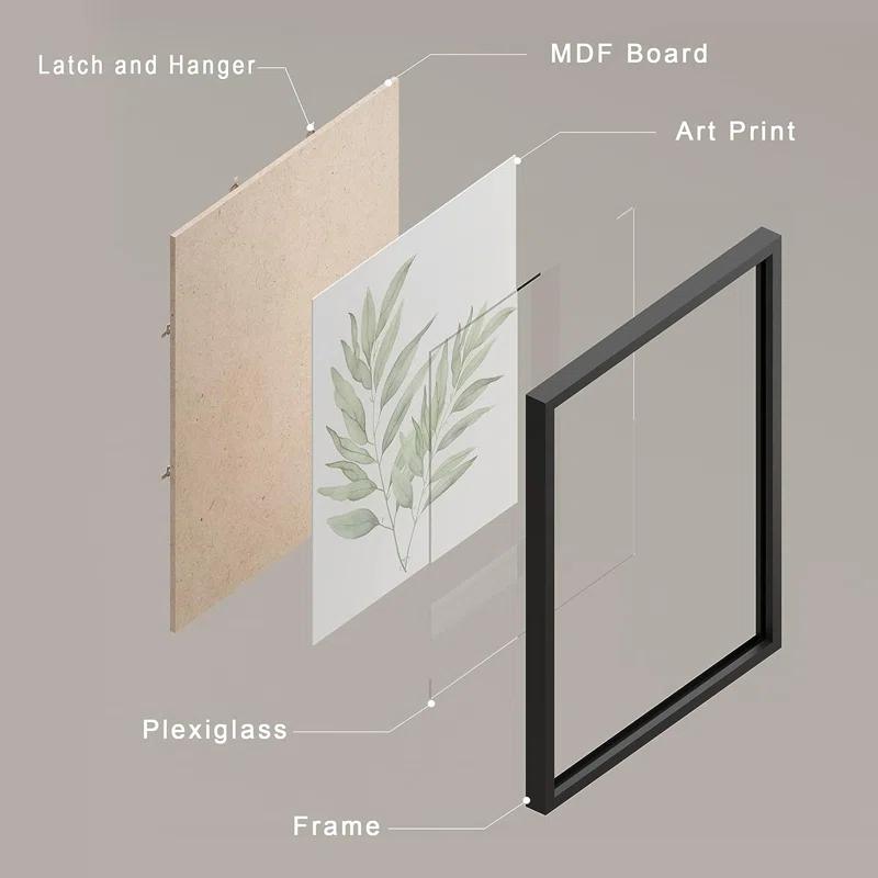 IDEA4WALL Minimal Botanical " IDEA4WALL Framed Pastel Watercolor Green Leaves Wall Art, Set Of 4 Nature Wilderness Wall Decor Prints, Botanical Floral Wall Decor For Living Room, Bedroom " 4 - Pieces