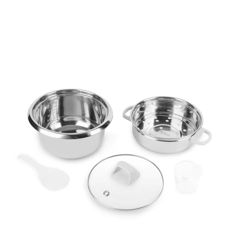 Aroma Aroma  7-Cup (Uncooked) / 14-Cup (Cooked), 3Qt. Rice & Grain Cooker, Stainless Steel Inner Pot, Steam Tray Included