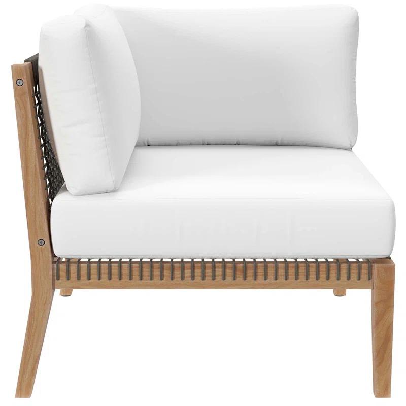 Modway Clearwater Outdoor Patio Teak Wood 6-Piece Sectional Sofa