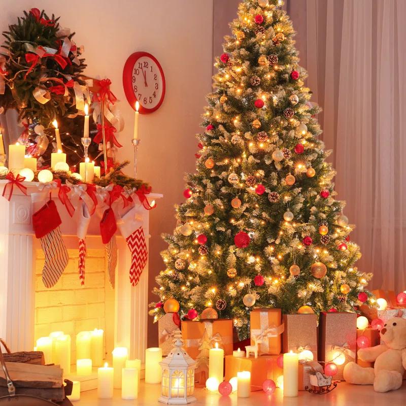 The Holiday Aisle® 6/7.5 FT Pre-Lit Artificial Christmas Tree with Warm White Lights