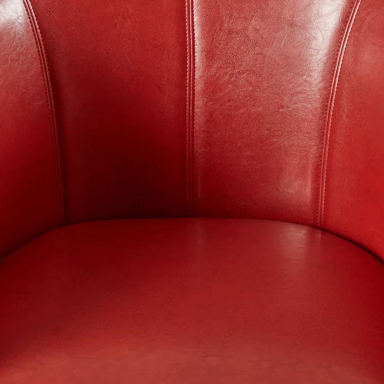 Simpli Home Austin 30"W Upholstered Vegan Faux Leather Contemporary Tub Accent Chair with High Arms and Deep Seat