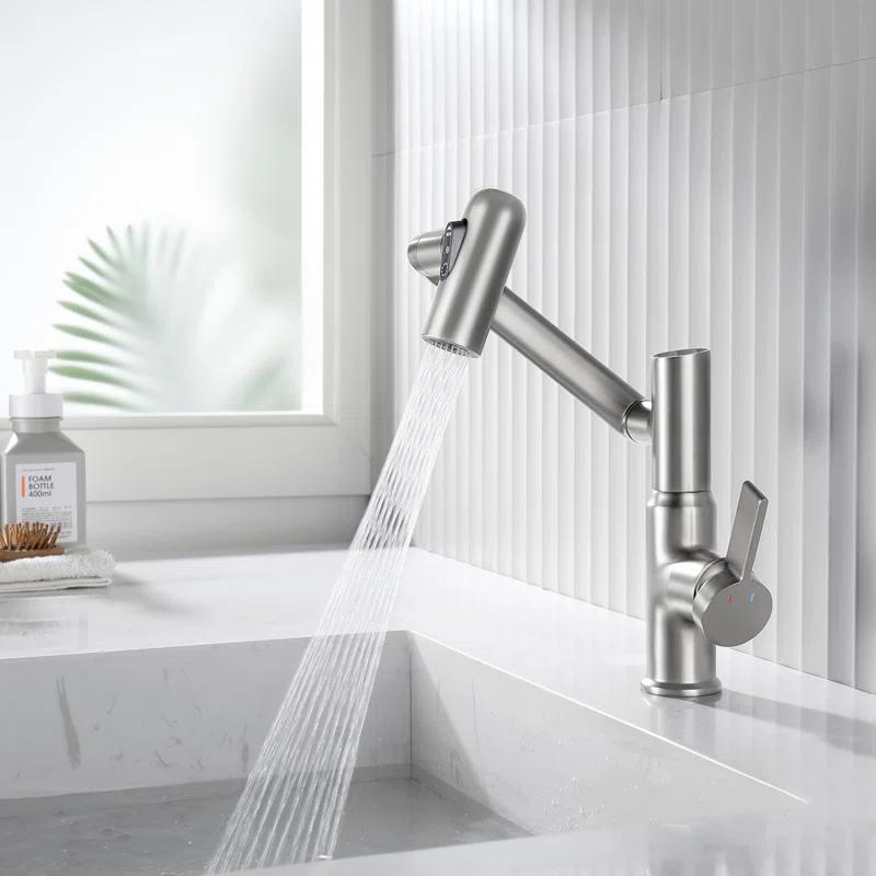 Lefton BF2204-0 Lefton Rotatable Single Hole Bathroom Faucet with Temperature Display BF2204