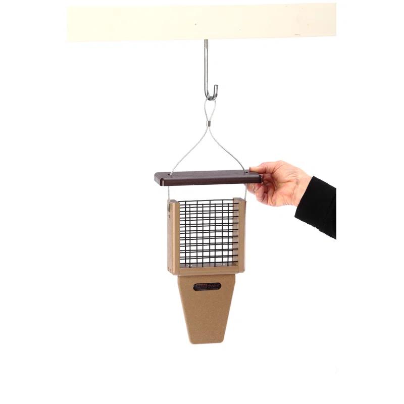 Birds Choice Birds Choice 12" Recycled Single Cake Tail Prop Suet Feeder, Taupe/Green