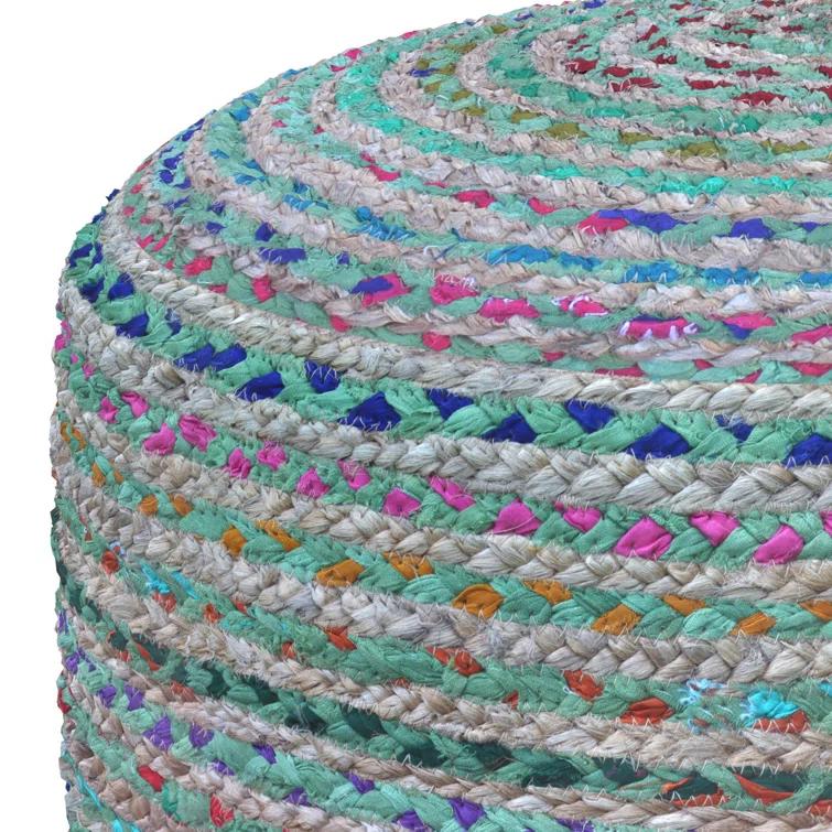 Simpli Home Margo 20"W Cotton and Jute Boho-style Pouf