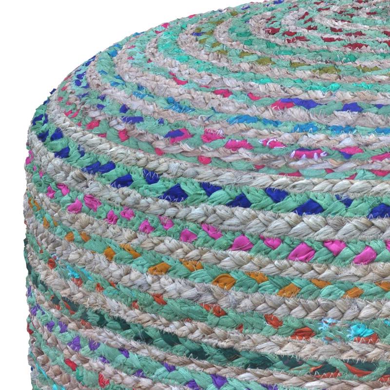 Simpli Home Margo 20"W Cotton and Jute Boho-style Pouf