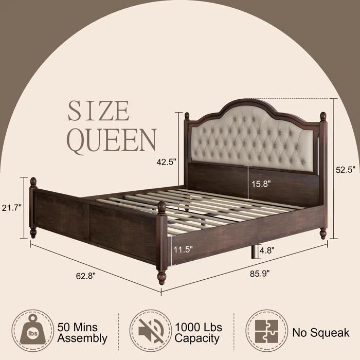 Lark Manor™ Amilio Upholstered Bed Solid Wood Platform