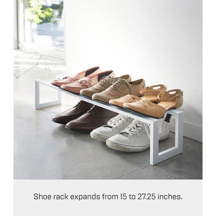 Yamazaki Home Adjustable Shoe Rack, Small, Steel,  Holds 4 to 8 shoes, Expandable, Stackable