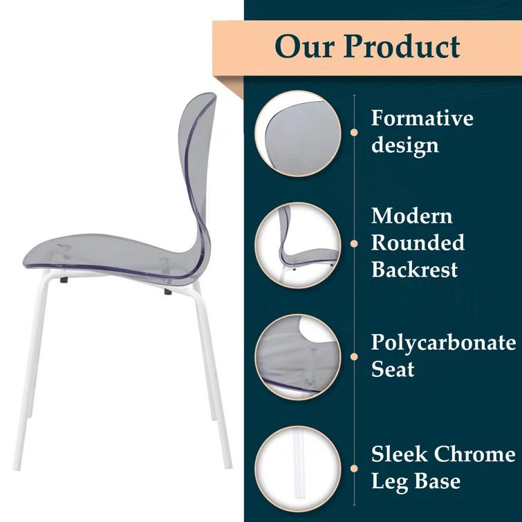 Ivy Bronx Edenfield Dining Chair with Curved Back and Waterfall Edge Seat White Powder-Coated Metal Legs
