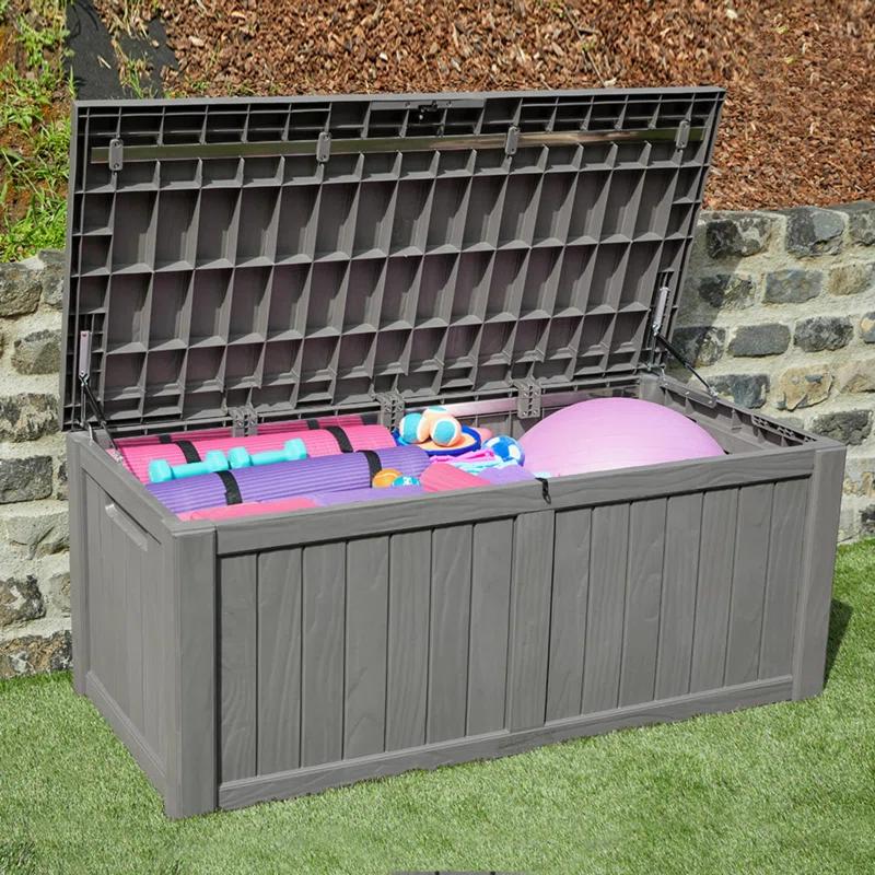 EAST OAK 26.6'' W 120 Gallons Lockable Deck Box in Grey