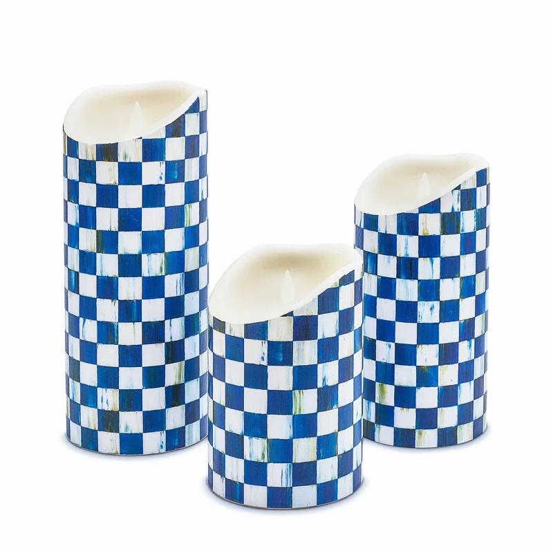 MacKenzie-Childs Courtly Check Flicker 3 AA Pillar Candle