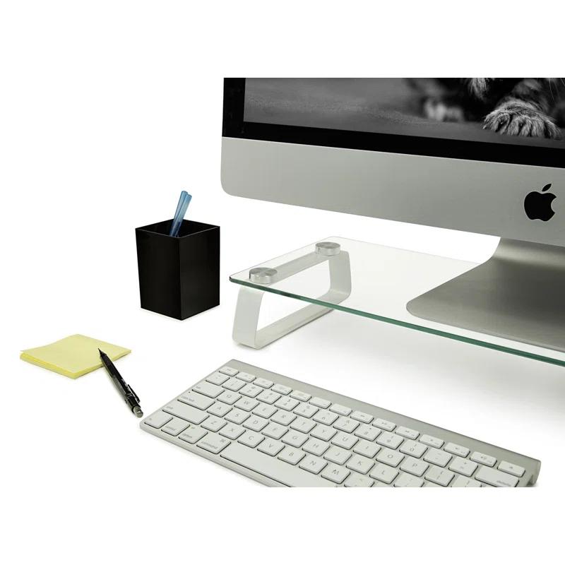 Mount-it Mount-It! Glass Computer Monitor Riser and Laptop Stand, 22 Inches Wide, 44 Lbs. Carrying Capacity