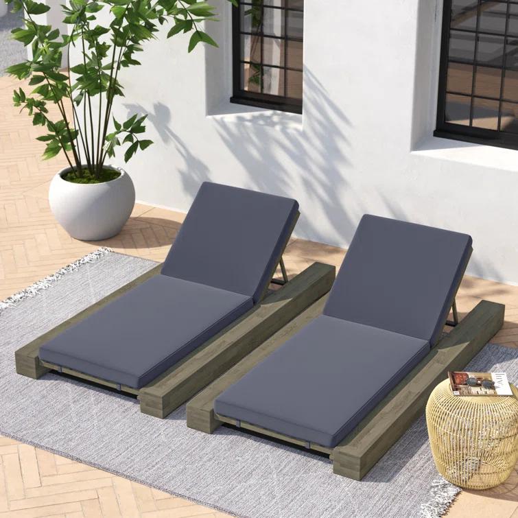 Donnie 39'' Outdoor Acacia Chaise Lounge (Set of 2)