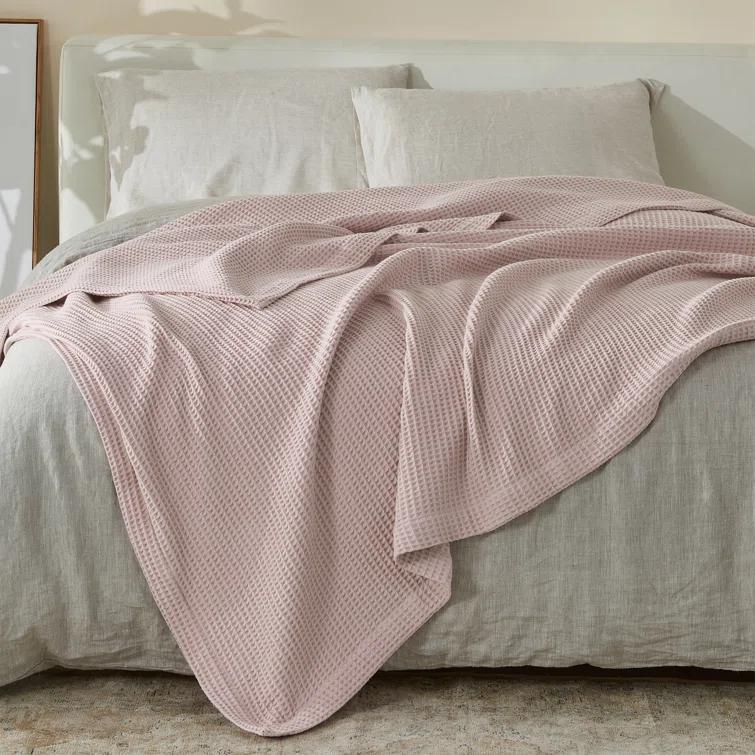 Solid Cotton Waffle Weave Blanket