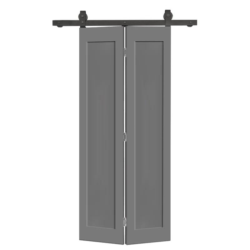Calhome 2 PANEL Shaker Composite Bi-Fold Door with Sliding Barn Door Hardware KitColor